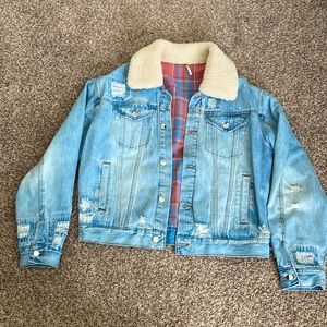 FREE PEOPLE Distressed Denim Jacket